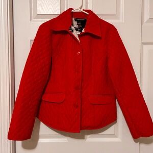 Norton Mcnaughton Jacket Red Lightweight Quilted Floral Lined Women’s Sz 10